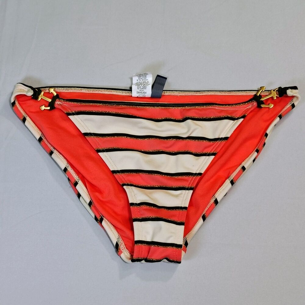Sperry Top-Sider Swimsuit Bottoms Hipster Nautical Striped Sz M Coral Green